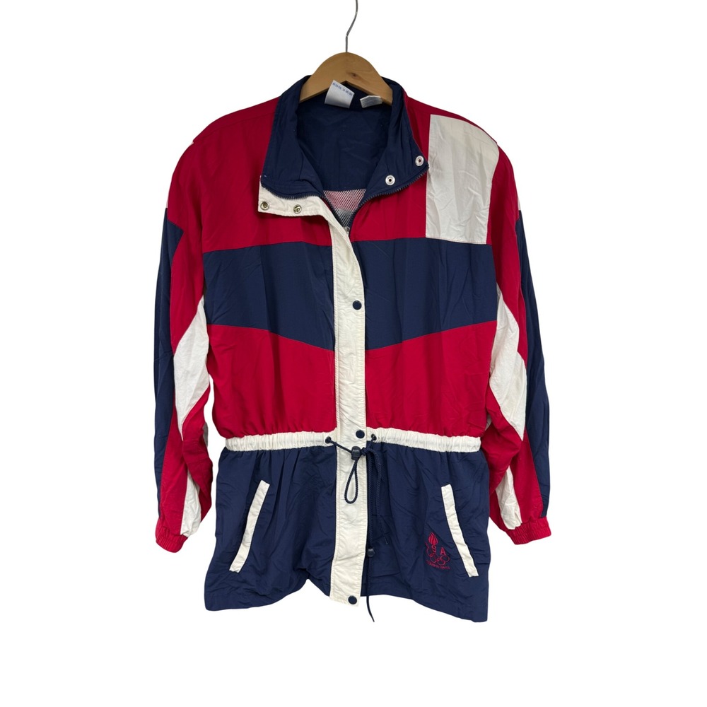 Vintage 90s USA Olympic Gold JCPenney Windbreaker Jacket Red White Blue XL Retro